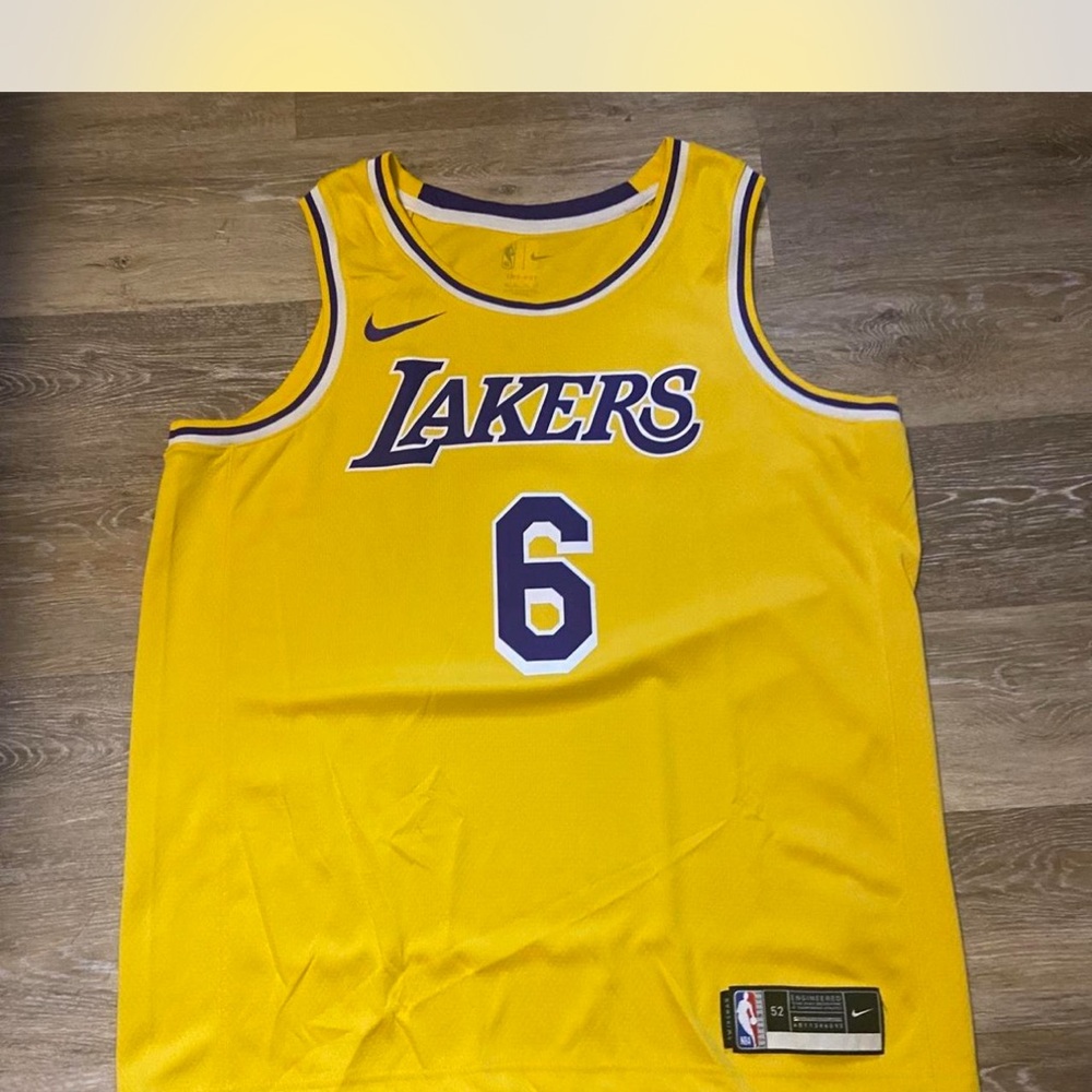 NBA Lebron James Lakers Yellow Jersey with Purple Accents